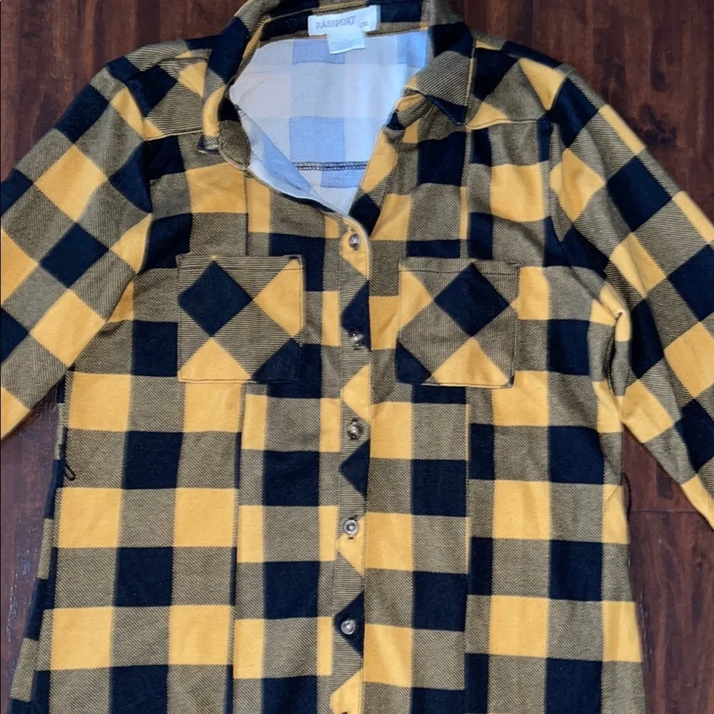 Girls Yellow and Black Plaid Button-Up Dress